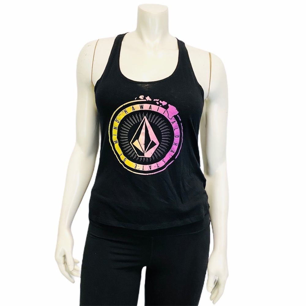 VOLCOM Black Twisted‎ Racer Back Tank Top